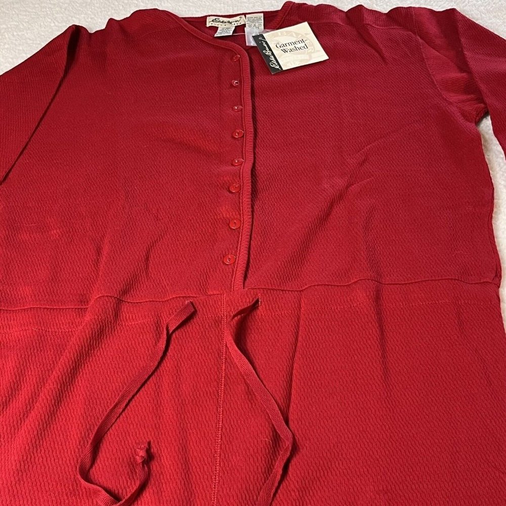 Vintage Eddie Bauer Women's Cotton One Piece Base layer Pajamas Medium Tall Red - Picture 2 of 9